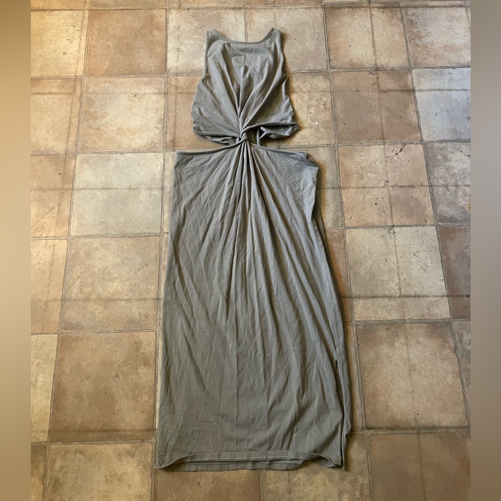Old Navy Green Asymmetrical Ruched Maxi Dress